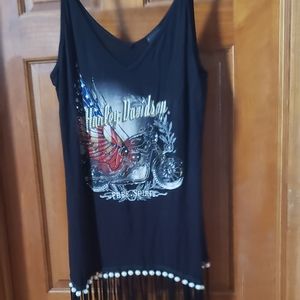 HD Black Tank w/ Pearl and Fringe Bottom